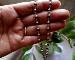 Tulsi Silver mala Black Beads 24 inches Black Tulsi Silver Neckmala