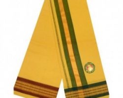 Pooja dhoti yellow cotton dhoti for mens4.5 mt.