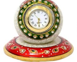 Marble table clock round shape
