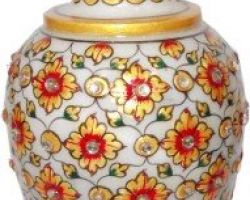 Marble pot Marble stone flower vase meenakari  15 inches