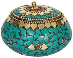 Marble  round box meenakari small dibbi