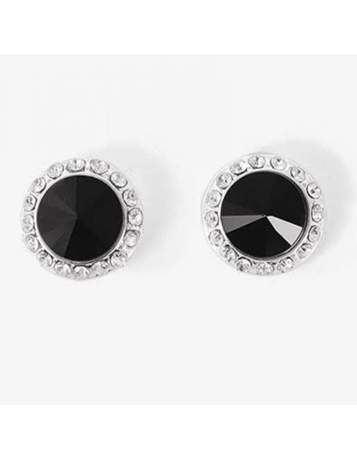 Black agate earrings black onyx with zircon tops