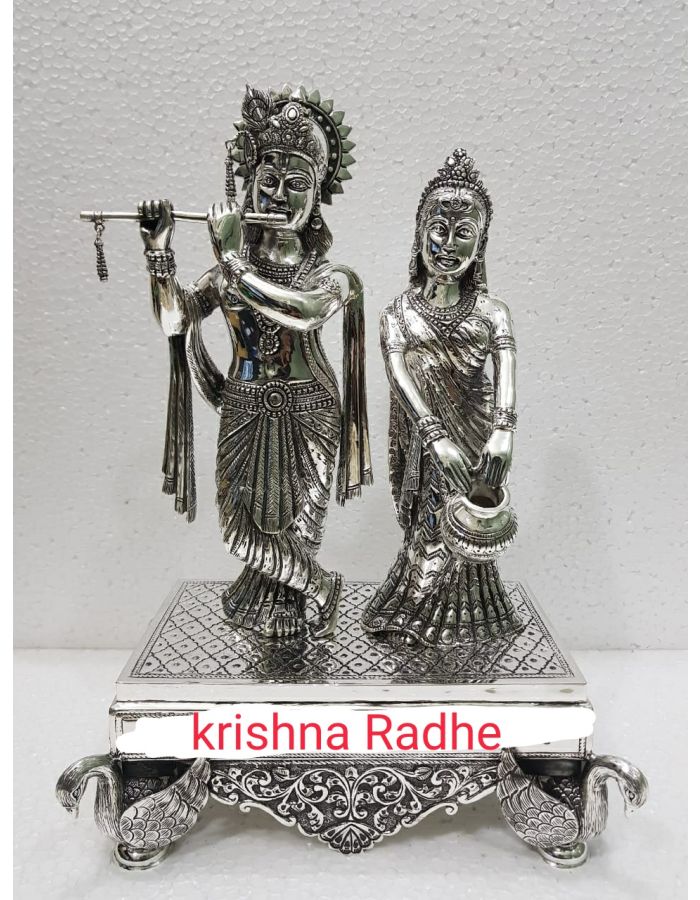 Pure silver krishna radha idol radha krishna statue in pure silver