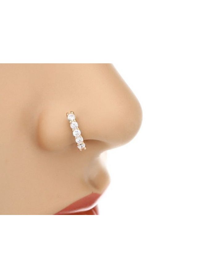 Diamond nose ring hoop diamond gold nose ring