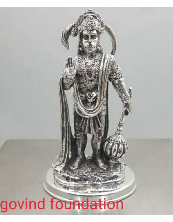 Silver Hanuman idol standing 5 inches pure silver Hanuman statue