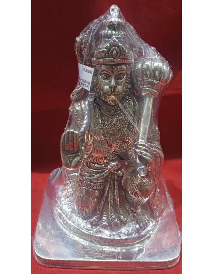 Silver Hanuman Idol 6 Inches Hanuman statue in pure silver Sitting