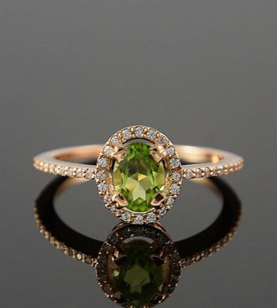 Natural 1.25ct Green Peridot 925 Solid Sterling Silver Engagement Ring Size  6, 7, 8, 9 | Natural Rocks by Kala