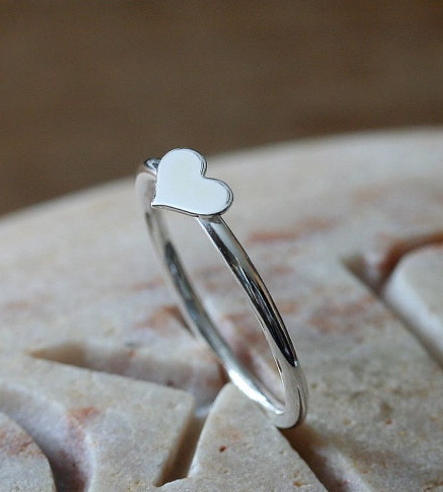 Silver White Diamond Heart Shape Silver Ring | Silveradda