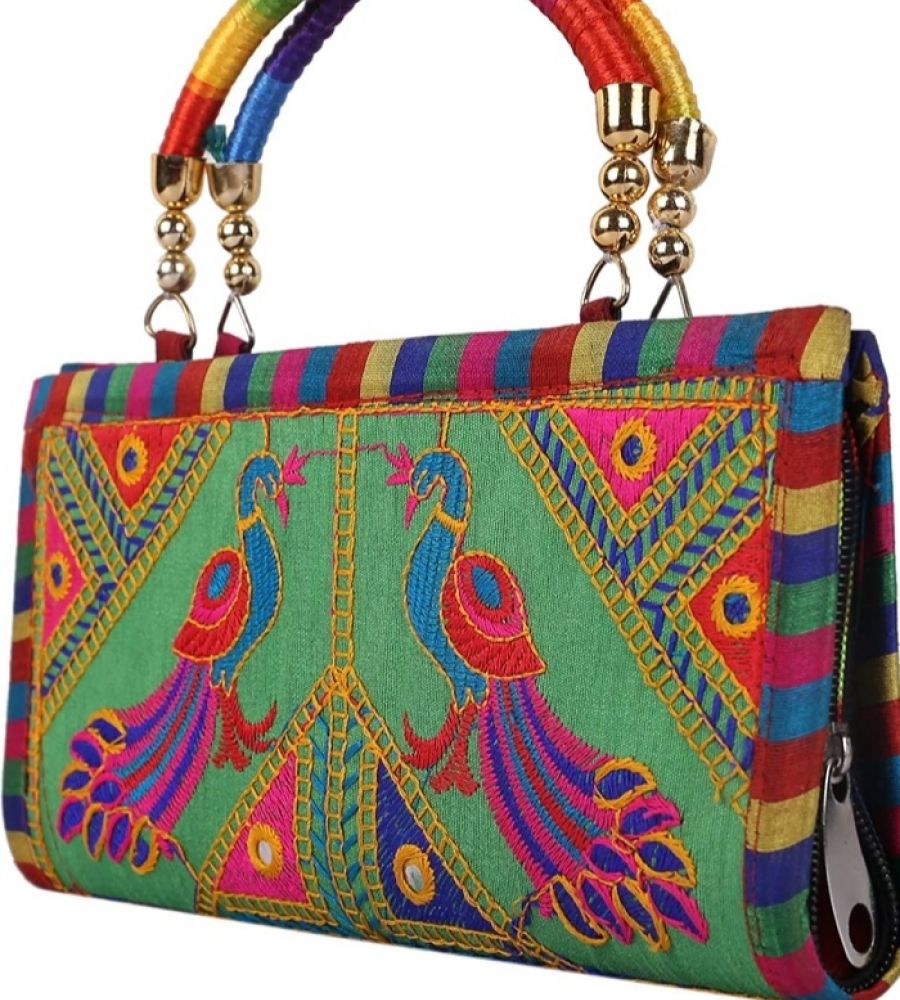 Women's Handicraft Silk Rajasthani Hand Bag , Orange - Ritzie – Trendia-hancorp34.com.vn