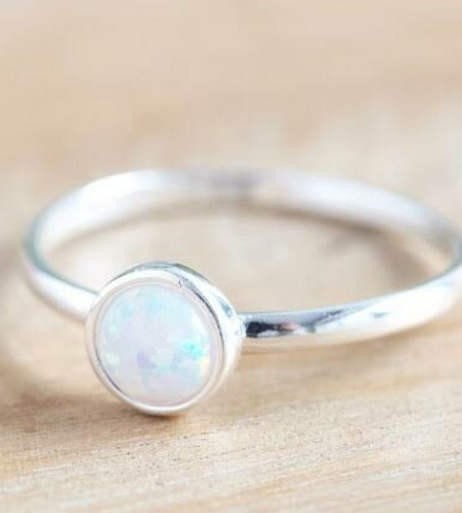 White 925 Sterling Silver Natural Ethiopian Fire Opal Gemstone Mens Ring