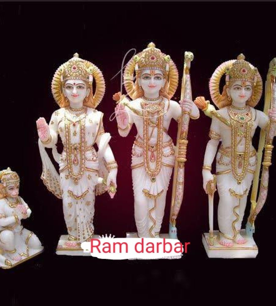 Ram darbar of marble stone white marble stone Ram darbar idol