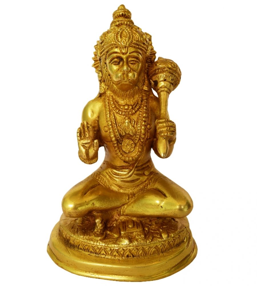 Hanuman idol brass panchdhatu Hanuman statue sitting blessing Hanuman murti  7 inches