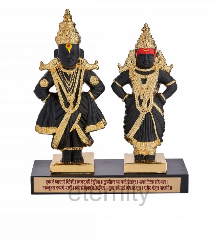 Vitthal Rukmini idol gold foil plated Vitthal Rukmini statue