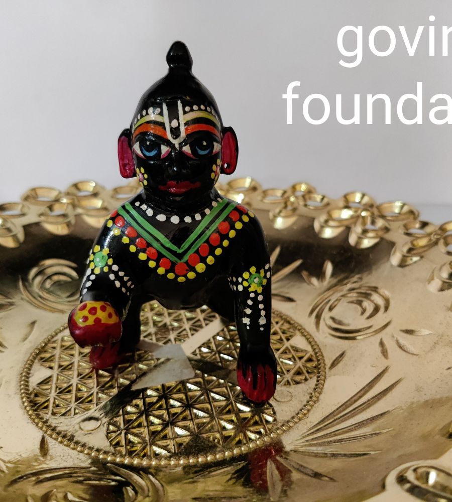 Laddu gopal ashtdhatu black painted laddu gopal idol 5 number