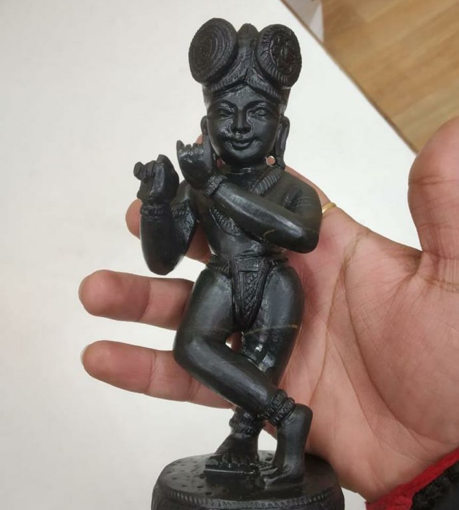 Shaligram krishna idol 7 inches krishna statue in saligram stone