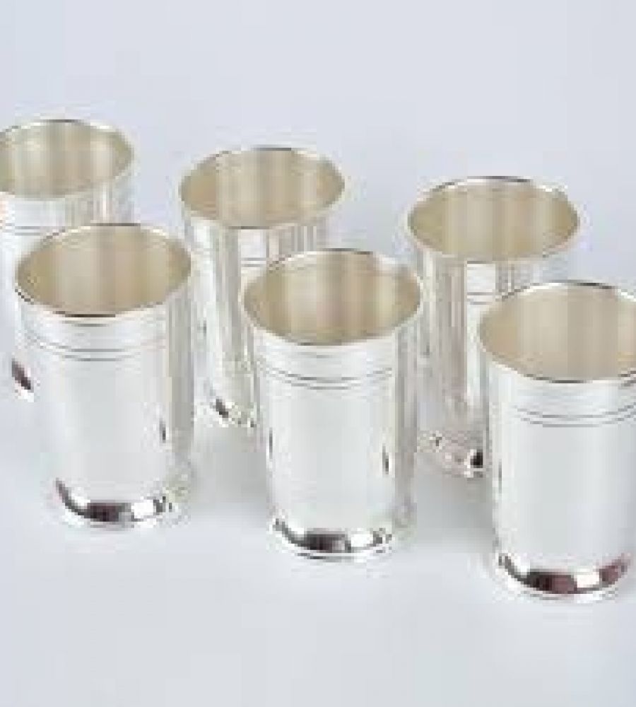 Pure silver glass set of 6 pure silver tumbler