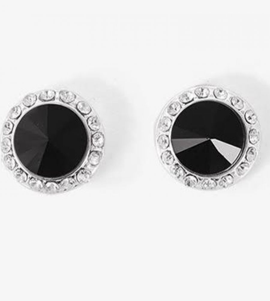 Black agate earrings black onyx with zircon tops