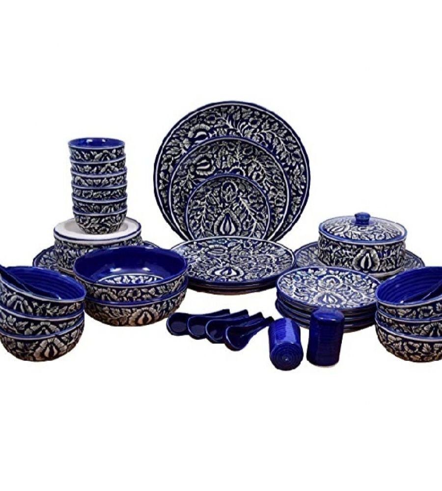 Blue pottery dinner set ceramic dinner set beautiful Jaipur blue