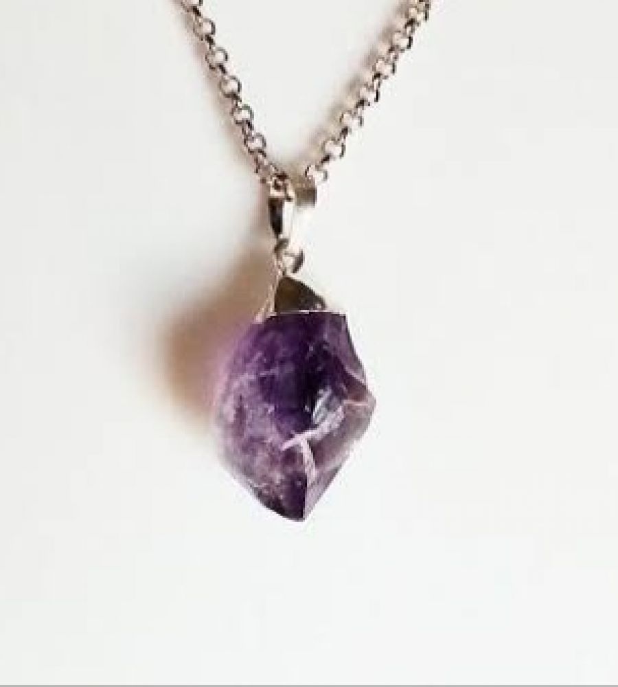 raw amethyst pendant