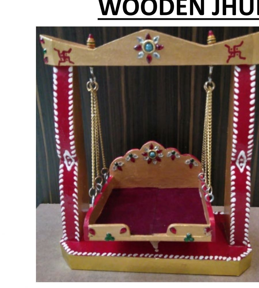 Jhula laddu gopal wooden swing jhoola wood kala 10 inches