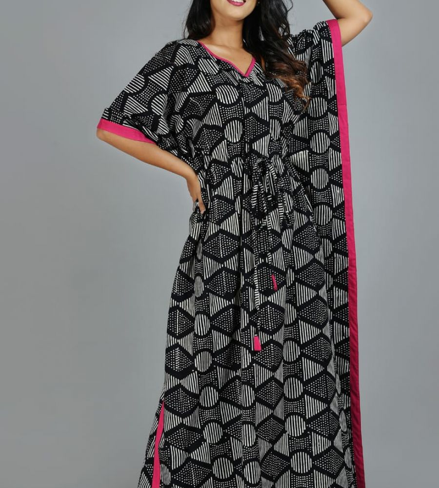 Kaftan long kaftan vegetable dyes handblock print fine cotton code 6