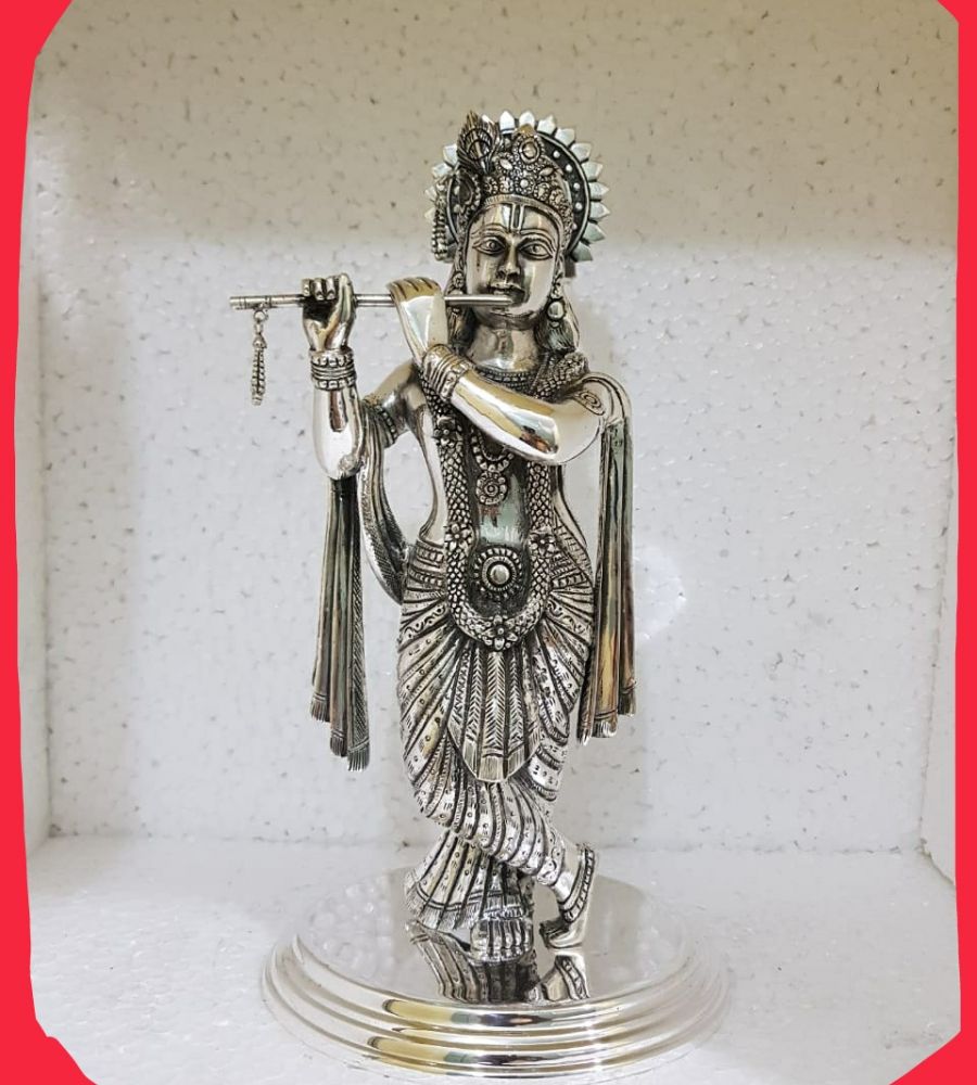 Silver krishna idol pure silver krishna statue chandi krishna murti 6