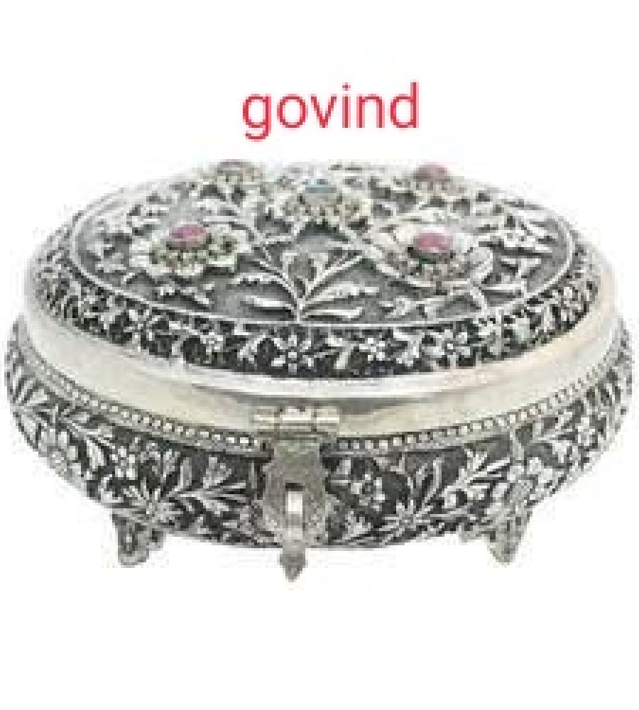 Silver box silver jewellery box round shape
