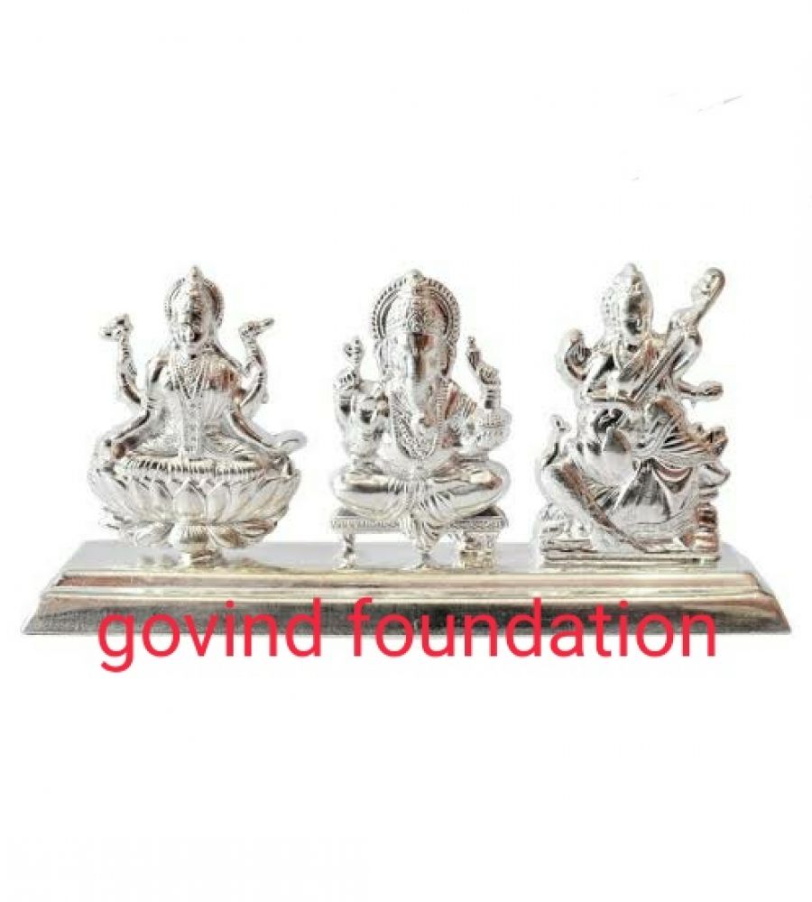 Laxmi Ganesh Saraswati Silver Idol