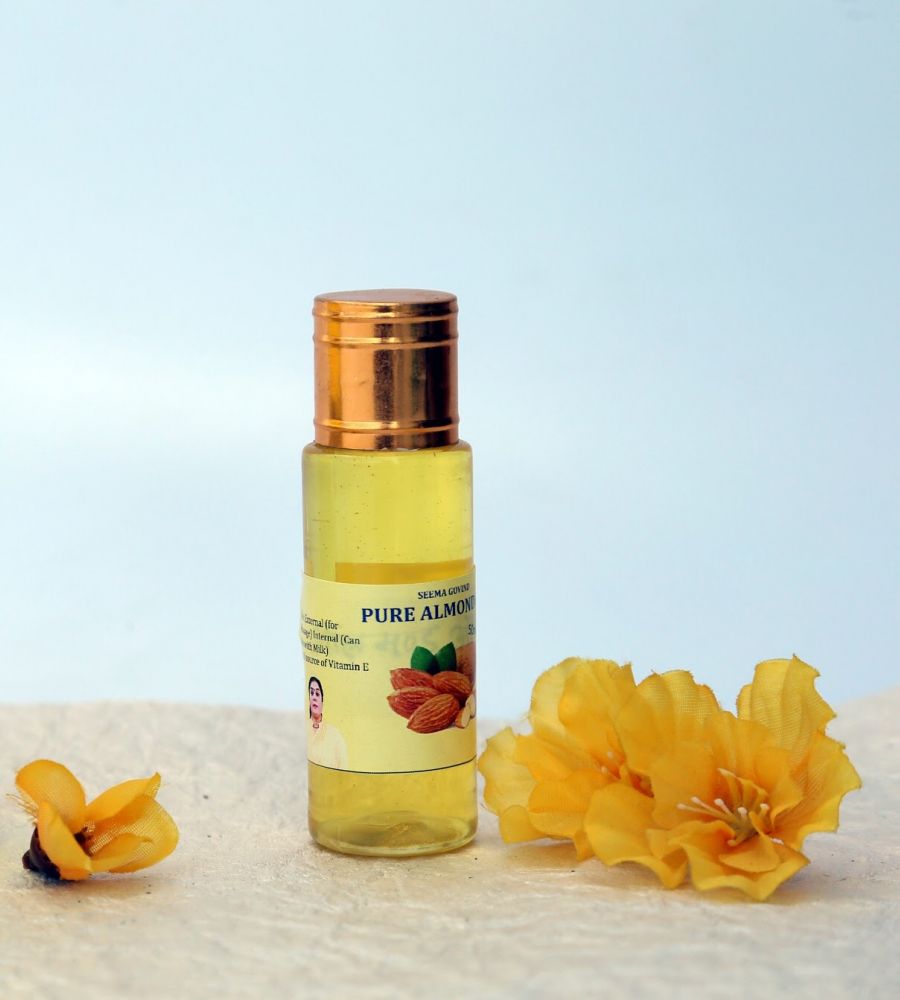 Almond oil unrefined pure badam rogan 50ml brand seema govind