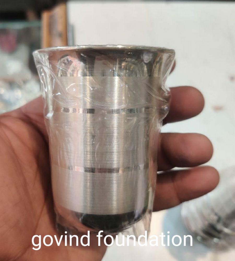 Silver glass 3 inches pure silver tumbler chandi ka glass