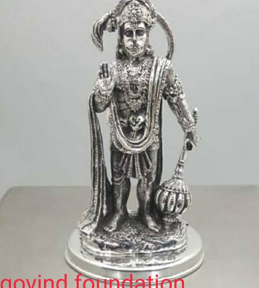 Silver Hanuman idol standing 5 inches pure silver Hanuman statue