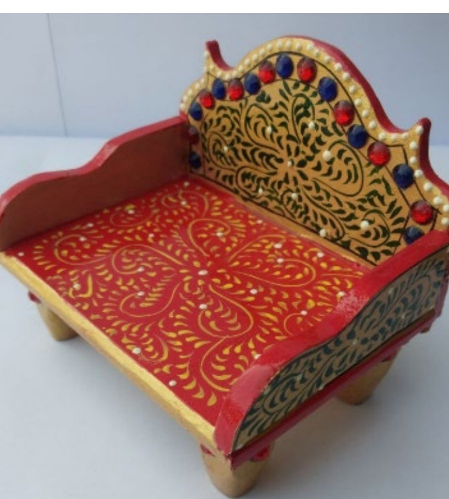 Singhasan laddu gopal, singhasan wooden meenakari idol code 5